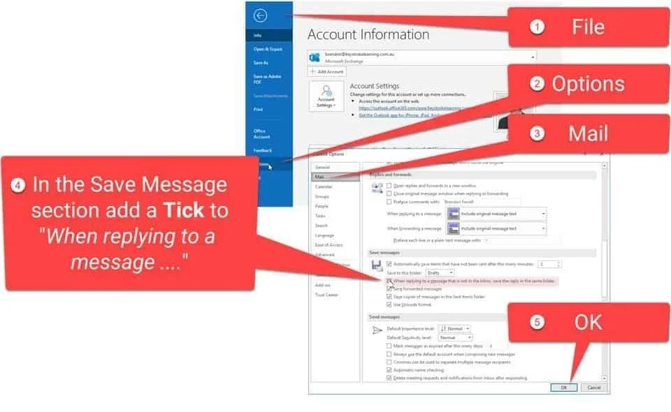 Outlook settings screenshot for making Outlook work for you