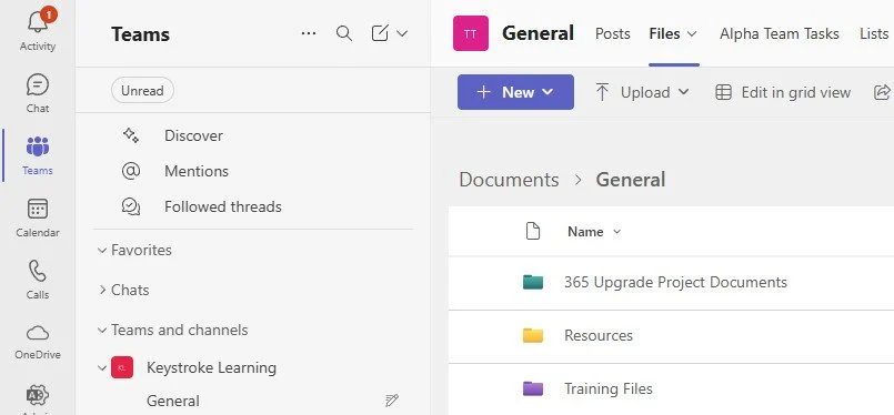 Image of files stored in Microsoft Teams